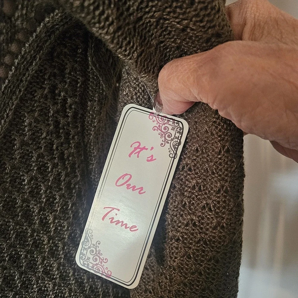 Its Our Time Women's Olive Green Long Length Knit  Open Cardigan NWT - Picture 3 of 15